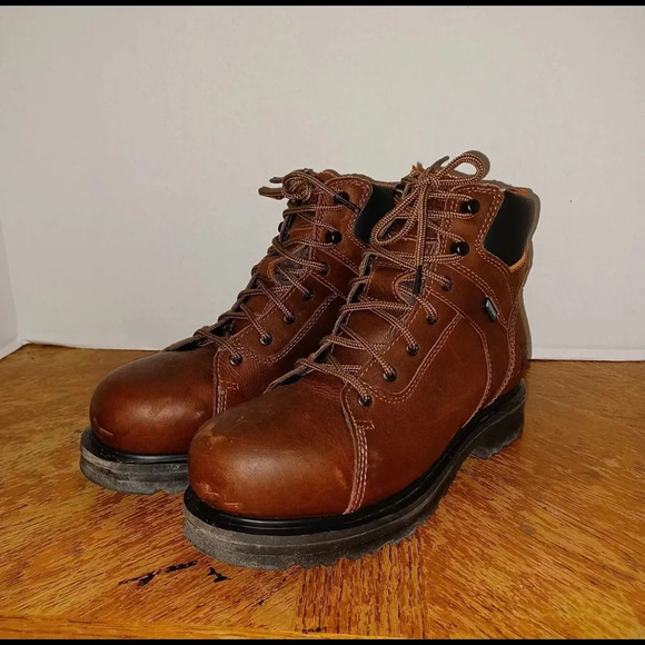Women's 6.5M Timberland PRO 6" Rigmaster Alloy Toe Work Boots Brwn Leather 88117 - Picture 1 of 10